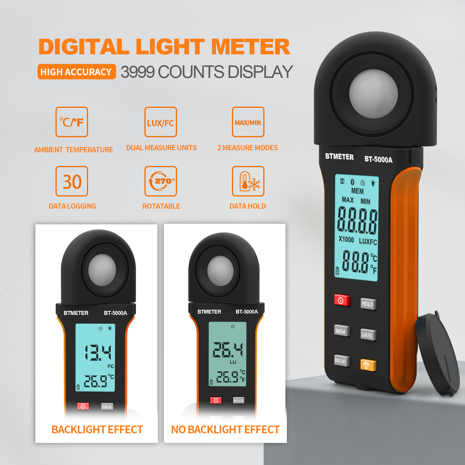 Photography Lighting Meter - 5000A Digital Light Meter 0-400000 Lux