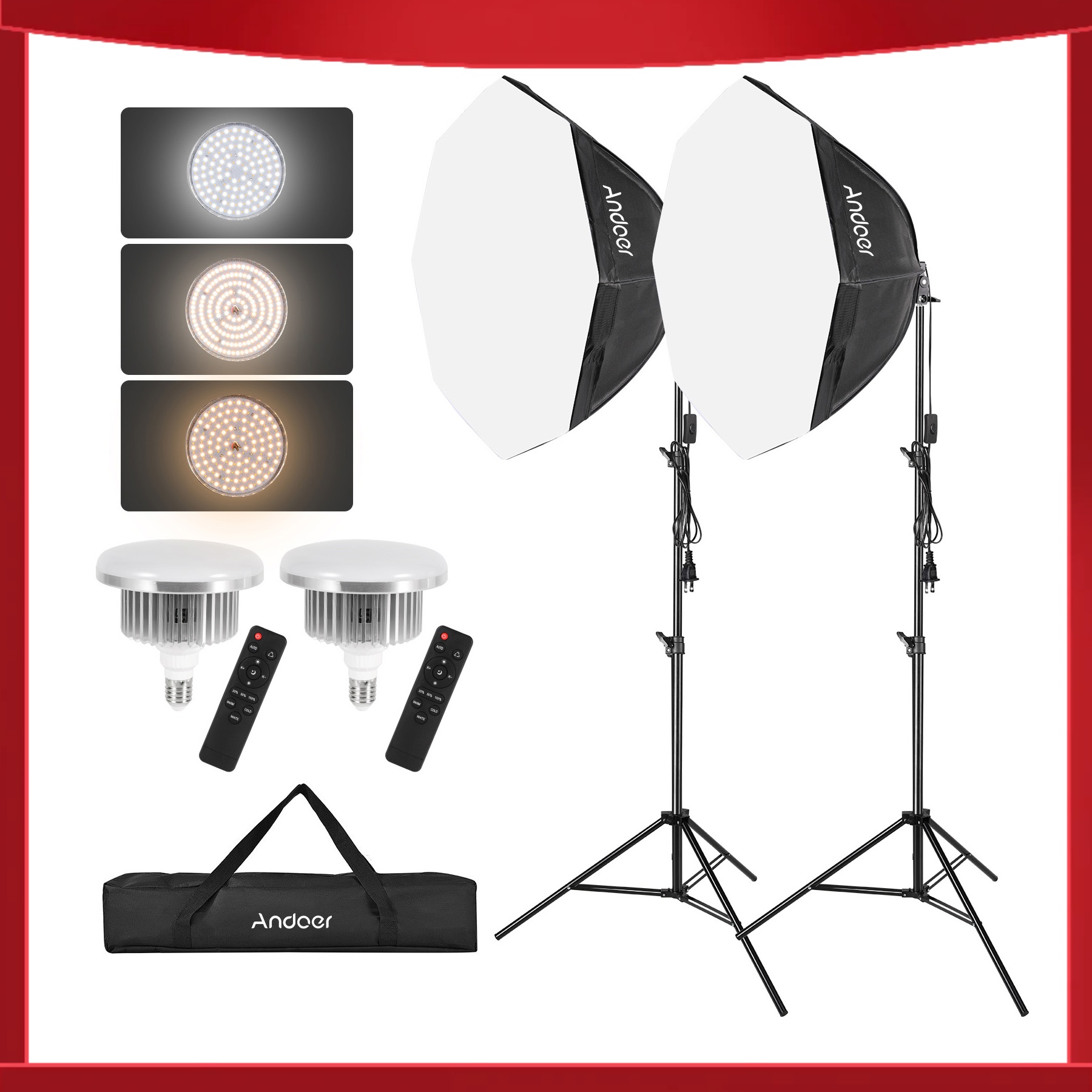 Iris Photography Led Lighting Pack - Andoer Studio Photography Light kit Softbox
