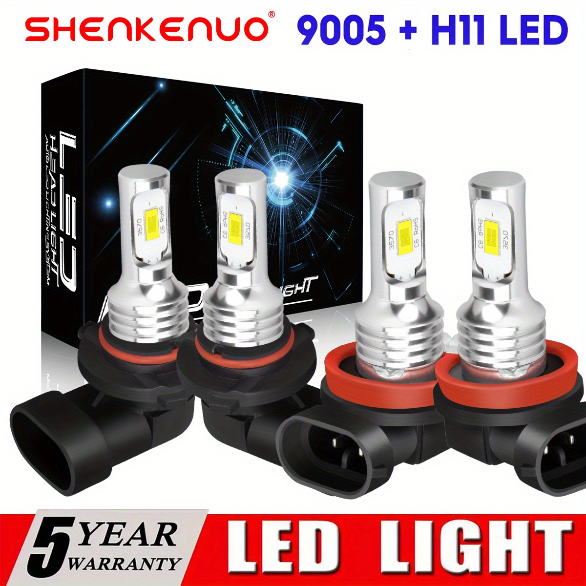 V Mount Battery - 4pcs 9005+H11 36000LM 6000K Bright White