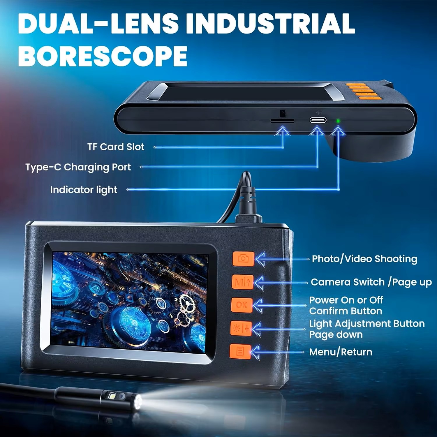 4.3 INCH Dual Lens Endoscope C - Photography Lighting Devices recensione e prezzo