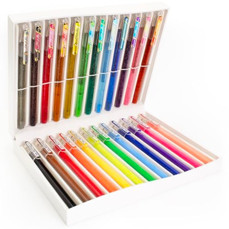 24 Colour Gel Pen Set - 12 Mat - Coloured Gel Set recensione e prezzo