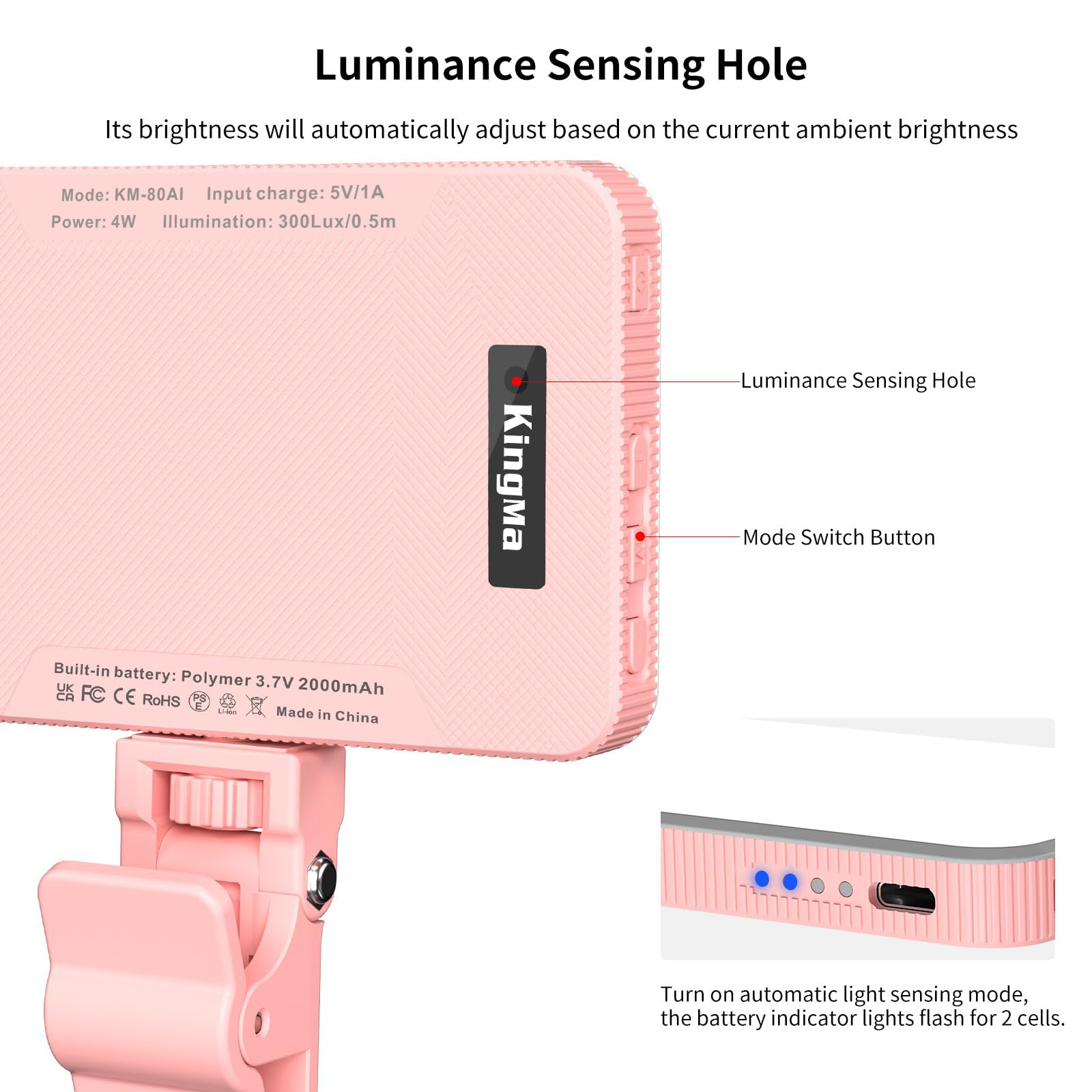 King Ma Pink Rechargeable Self - Photography Lighting Portable recensione e prezzo