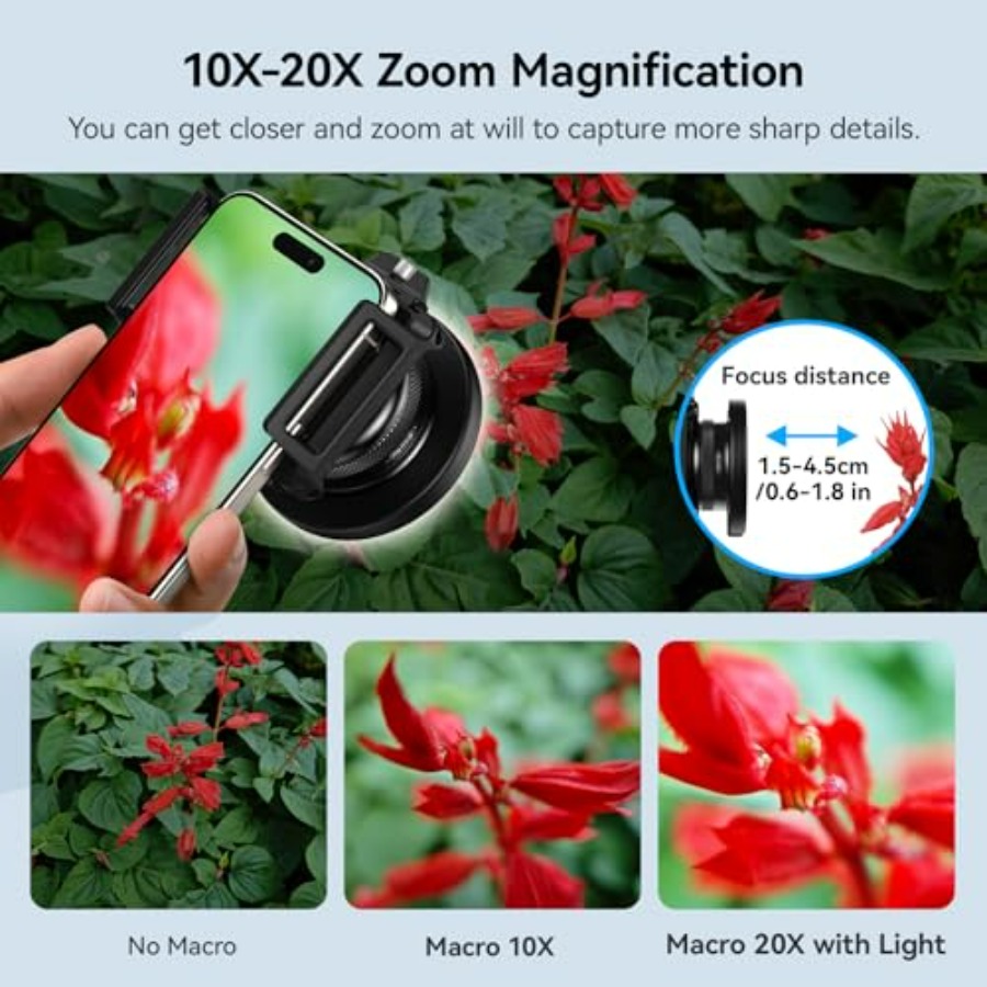 APEXEL 10-20X Macro Lens for i - Photography Lighting Angles recensione e prezzo