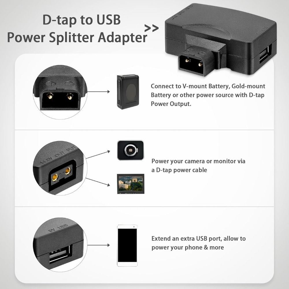 11V-17V D Tap to USB Adapter 5 - V Mount Battery recensione e prezzo