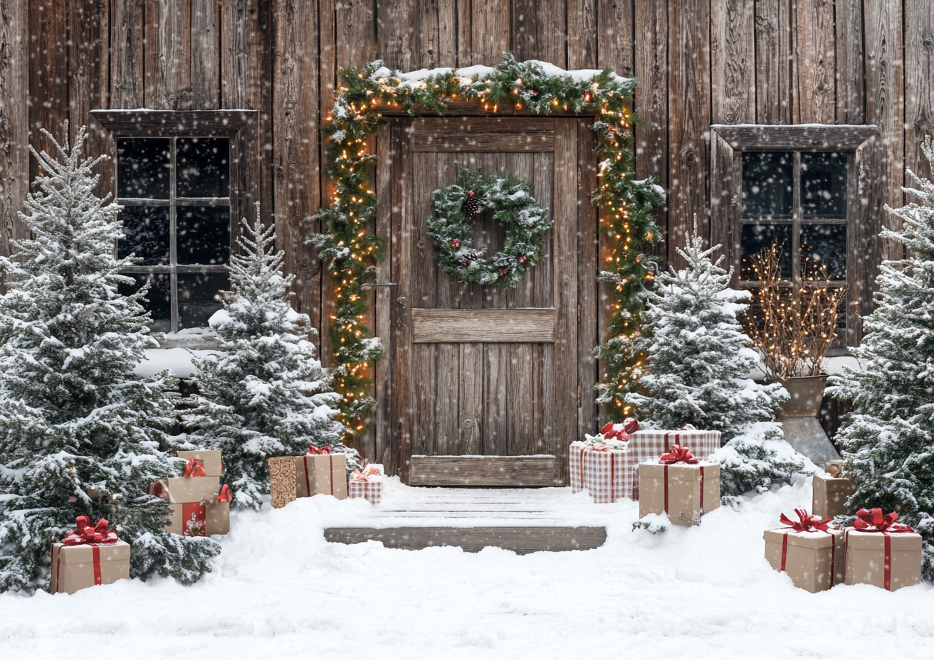 Winter Christmas Wood Door Pho - Photography Lighting Indoor recensione e prezzo