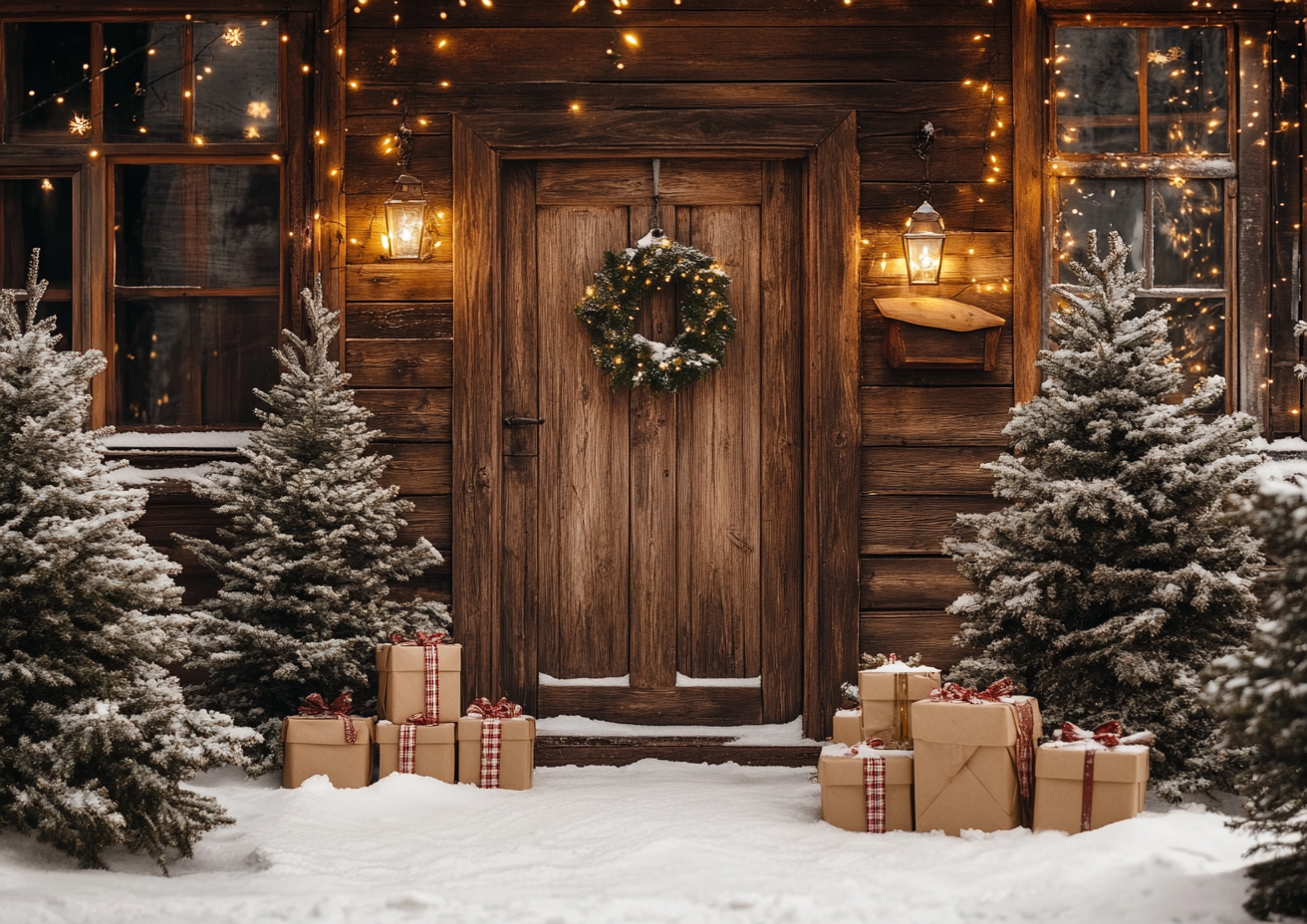 Winter Christmas Wood Door Pho - Photography Lighting Indoor recensione e prezzo
